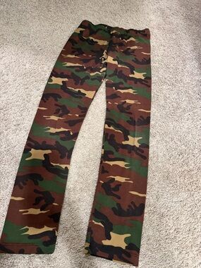 Camo Print Leggings - Green/Brown/Black- medium